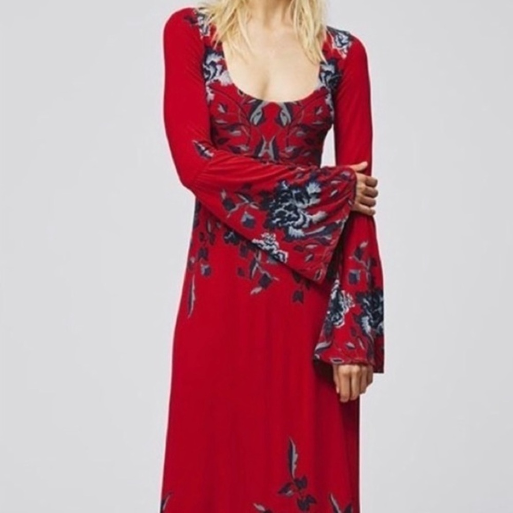 NWOT Free People Midnight Garden Red Maxi Dress Size XS - Picture 5 of 14